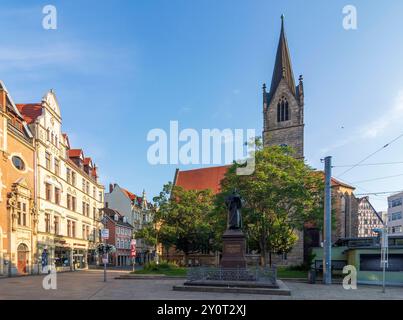 Kirche Kaufmannskirche, Martin-Luther-Denkmal Erfurt Thüringen, Thüringen Deutschland Stockfoto