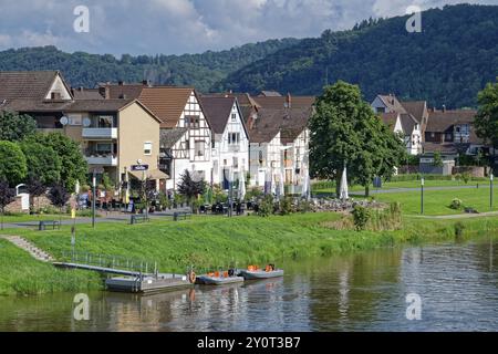 Münchhausen Stadt Bodenwerder am Weserufer. Bodenwerder, Weserbergland, Niedersachsen, Deutschland, Europa Stockfoto