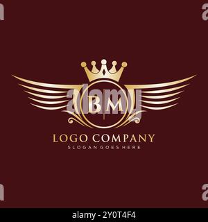 BM Letter Initial mit Royal Wing Logo Stock Vektor