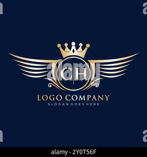 CH Letter Initial mit Royal Wing Logo Stock Vektor