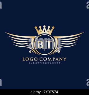 BT Letter Initial mit Royal Wing Logo . Stock Vektor