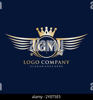 GV Letter Initial mit Royal Wing Logo Stock Vektor