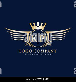 Initiale des KP-Letters mit Royal Wing Logo Stock Vektor
