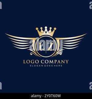 LZ Letter Initial mit Royal Wing Logo Stock Vektor