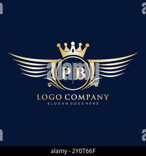 PB Letter Initial mit Royal Wing Logo Stock Vektor