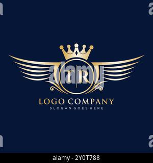 TR Letter Initial mit Royal Wing Logo Stock Vektor