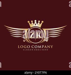 ZK Letter Initial mit Royal Wing Logo Stock Vektor