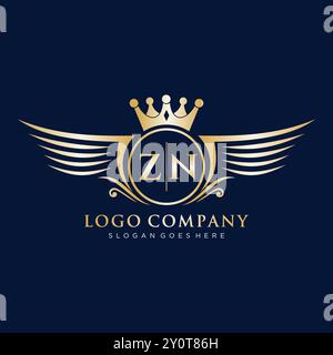 ZN Letter Initiale mit Royal Wing Logo Stock Vektor