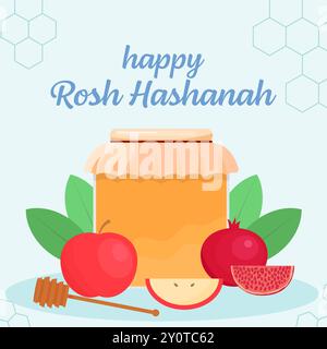 Happy rosh hashanah Illustration in flachem Design Stock Vektor