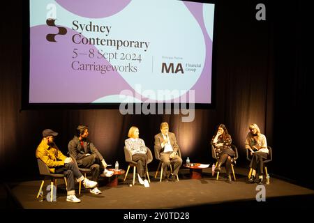 Sydney, Australien. September 2024. Offizielle Medienvorschau von Sydney Contemporary 2024, Australasias erster Kunstmesse, die vom 5. Bis 8. September 2024 in Carriageworks, 245 Wilson St, Eveleigh NSW 2015 stattfindet. Es gibt über 85 Galerien, in denen mehr als 400 verschiedene zeitgenössische Künstler aus der ganzen Welt ausgestellt werden. Richard Milnes/Alamy Live News Stockfoto