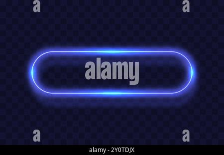 Neonrahmen, blaue Lampe, transparenter Hintergrund, elektrische Leitung. Vektorabbildung Stock Vektor