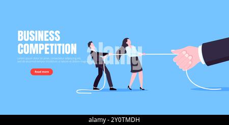 Geschäftsleute spielen das Tauziehen des Krieges, indem sie das Seil ziehen. Das Geschäftskonzept Wettbewerb Stock Vektor