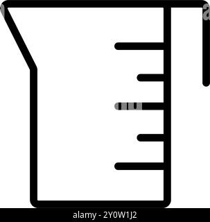 Symbol für Messkolbenlinie. Piktogramm für Web. Linienkontur. Flüssigkeitsbehälter zum Kochen mit Flüssigkeitsskala, isoliert auf weißem Hintergrund. Stock Vektor