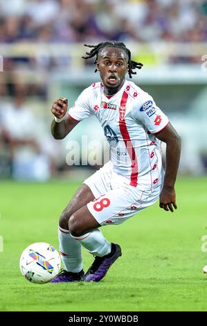 Florenz, Italien. September 2024. Warren Bondo von AC Monza während des Serie A Enilive Spiels zwischen ACF Fiorentina und AC Monza im Stadio Artemio Franchi am 1. September 2024 in Florenz. Quelle: Giuseppe Maffia/Alamy Live News Stockfoto