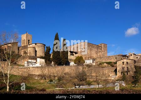 Dorf Santa Pau, Garrotxa, Provinz Girona, Spanien Stockfoto