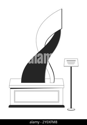 Abstrakte Skulpturen zeigen schwarz-weiße 2D-Zeilenobjekte Stock Vektor