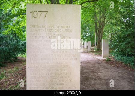 Das Mémorial des Reporters oder Reporters Memorial in Bayeux, Frankreich, ehrt alle Journalisten, die bei der Arbeit getötet wurden Stockfoto