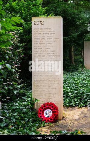 Das Mémorial des Reporters oder Reporters Memorial in Bayeux, Frankreich, ehrt alle Journalisten, die bei der Arbeit getötet wurden Stockfoto