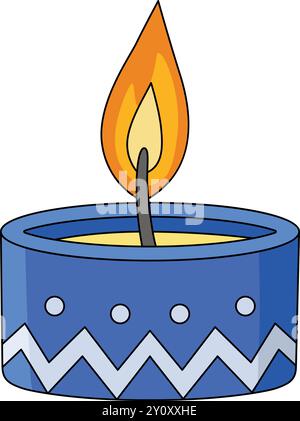 Diwali Diyas Cartoon Farbige Clipart Illustration Stock Vektor