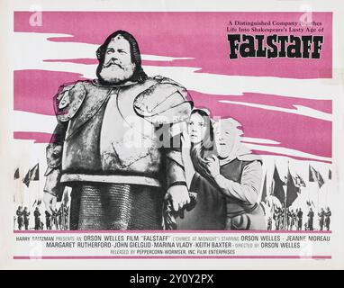 Filmplakat für die Veröffentlichung des 1966 Films Chimes at Midnight aus dem Jahr 1967 in den USA mit dem Titel Falstaff - feat. Orson Welles Stockfoto