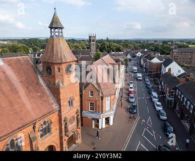 Luftaufnahme, Markthalle Gebäude, High Town, Sandbach, Cheshire, England Stockfoto