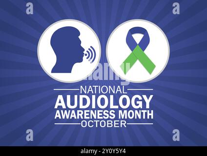 National Audiology Awareness Monat Oktober. Urlaubskonzept. Vorlage für Hintergrund, Banner, Karte, Poster mit Textbeschriftung. Vektorabbildung. Stock Vektor