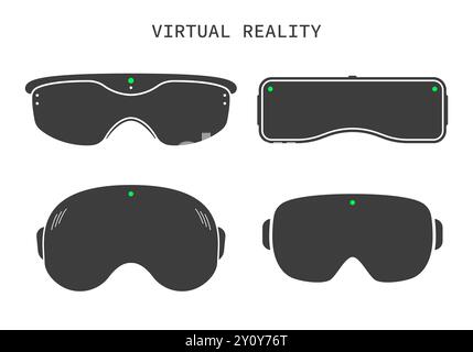 Set mit flachem Symbol der vr-Brille. VR-Brille für Computerspiele. Headset für virtuelle Realität. Vektor Stock Vektor