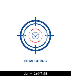 Flaches Symbol für Retargeting. Remarketing-Konzept. Digitales Marketing. Online-Strategie in sozialen Medien. Vektor Stock Vektor