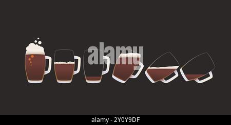 Ein dunkler Bierkrug in voller Fülle Stock Vektor