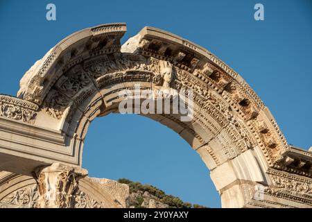 Tempel des Hadrian in der antiken Stadt Ephesus in Kusadasi Stockfoto