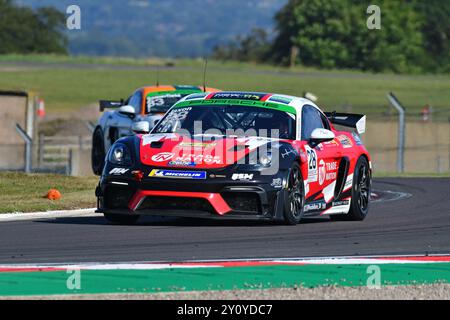 George Jaxon, Porsche 718 Cayman GT4 RS Clubsport, Q Mix Concrete with JWB Motorsport, Porsche Sprint Challenge Great Britain 2024, eine einzige Marke Stockfoto