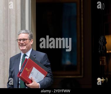 London, Großbritannien. September 2024. Premierminister Keir Starmer verlässt die Downing Street 10, um Premierministerfragen im Parlament zu stellen Credit: Phil Robinson/Alamy Live News Stockfoto