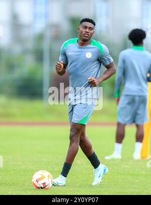 Akwa Ibom State, Nigeria, 3. September 2024, Nigeria Training Session. AFCON 2025 Qualifikation. Taiwo Awoniyi. Quelle: Victor Modo Stockfoto