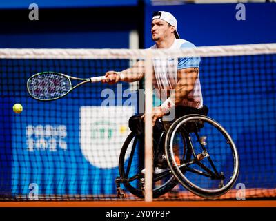 Paris, 4. September 2024, Paralympics Rollstuhl-Tennis-Veranstaltung. Gustavo Fernandez (ARG) (Foto: Frank Molter) Stockfoto