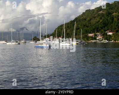 Schiffe in einer Bucht in Terre de Haut, les Saintes Archipel, guadeloupe, französisch-westindien Stockfoto