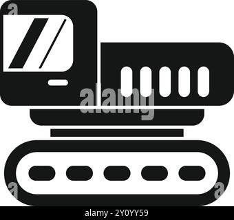 Kleiner Bagger Graben mit kontinuierlichen Spuren Symbol in Glyphe-Stil Vektor-Illustration isoliert auf weißem Hintergrund Stock Vektor