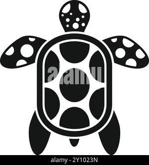 Einfaches Symbol einer Schildkröte mit gemusterter Schale, von oben betrachtet Stock Vektor