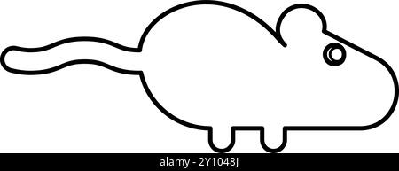 Maus Silhouette Nagetier Kontur Linie Symbol Schwarz Farbe Vektor Illustration Bild dünn flach Stil einfach Stock Vektor