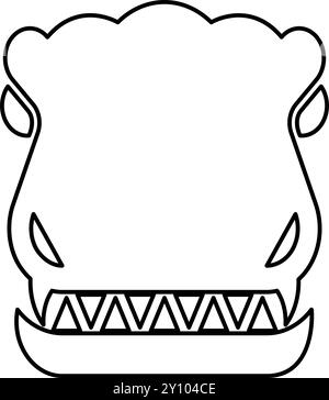 Kopf Dinosaurier Drachen Kontur Umrisslinie Symbol Schwarz Farbe Vektor Illustration Bild dünn flach Stil einfach Stock Vektor