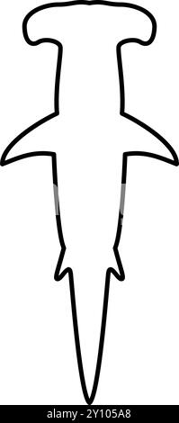 Hai Hammer Kopf Kontur Umrisslinie Symbol schwarze Farbe Vektor Illustration Bild dünn flach Stil einfach Stock Vektor