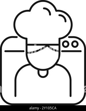 Vektor-Symbol eines Küchenchefs mit einer Haube in einem quadratischen Rahmen, perfekt für die Darstellung eines Online-Profils oder Avatars Stock Vektor