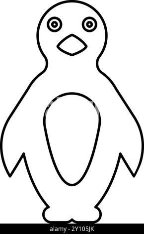 Pinguin Kontur Kontur Linie Symbol Schwarz Farbe Vektor Illustration Bild dünn flach Stil einfach Stock Vektor