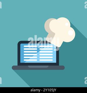 Das Konzept des Online-Menüs ist mit einem Laptop mit einer Liste und einem Kochhut illustriert Stock Vektor