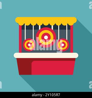 Schießgalerie mit hängenden Zielen im Vergnügungspark oder Karneval Stock Vektor