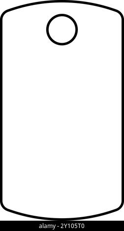 Hund Tag Militär Soldat Tiermarken für Kragen Kontur Umrisslinie Symbol schwarze Farbe Vektor Illustration Bild dünn flach Stil einfach Stock Vektor