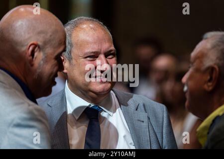 Madrid, Spanien. September 2024. Jordi Hereu, spanischer Industrieminister, wurde während eines institutionellen Akts am Cervantes-Institut gesehen. Quelle: SOPA Images Limited/Alamy Live News Stockfoto