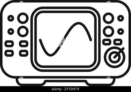 Digitales Oszilloskop, das eine sinusförmige Welle auf seinem Bildschirm anzeigt, ein Werkzeug zur Messung elektrischer Signale Stock Vektor