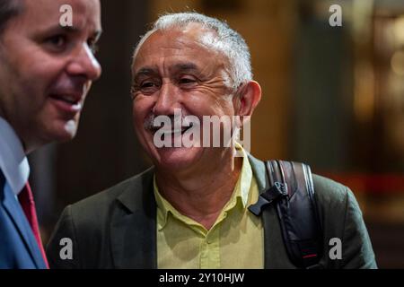 Madrid, Spanien. September 2024. Pepe Alvarez, spanischer gewerkschaftsführer, wurde während eines institutionellen Akts am Cervantes-Institut gesehen. (Foto: Alberto Gardin/SOPA Images/SIPA USA) Credit: SIPA USA/Alamy Live News Stockfoto