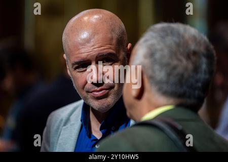 Madrid, Spanien. September 2024. Unai Sordo, spanischer gewerkschaftsführer, wurde während eines institutionellen Akts am Cervantes-Institut gesehen. (Foto: Alberto Gardin/SOPA Images/SIPA USA) Credit: SIPA USA/Alamy Live News Stockfoto