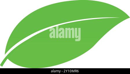 Grünes Blatt-Symbol, Baumblatt-Symbol, Naturelement-Zeichen, Blätter-Symbol, Naturzeichen, vegetarisches Symbol Stock Vektor